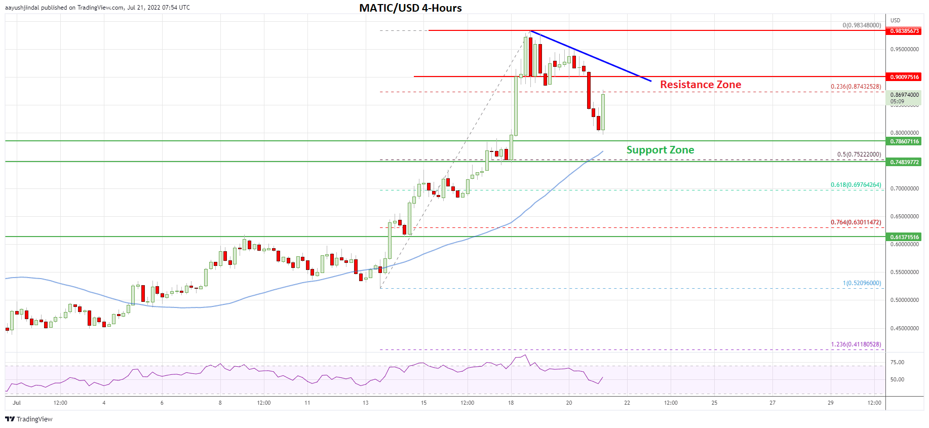 MATIC price daily chart