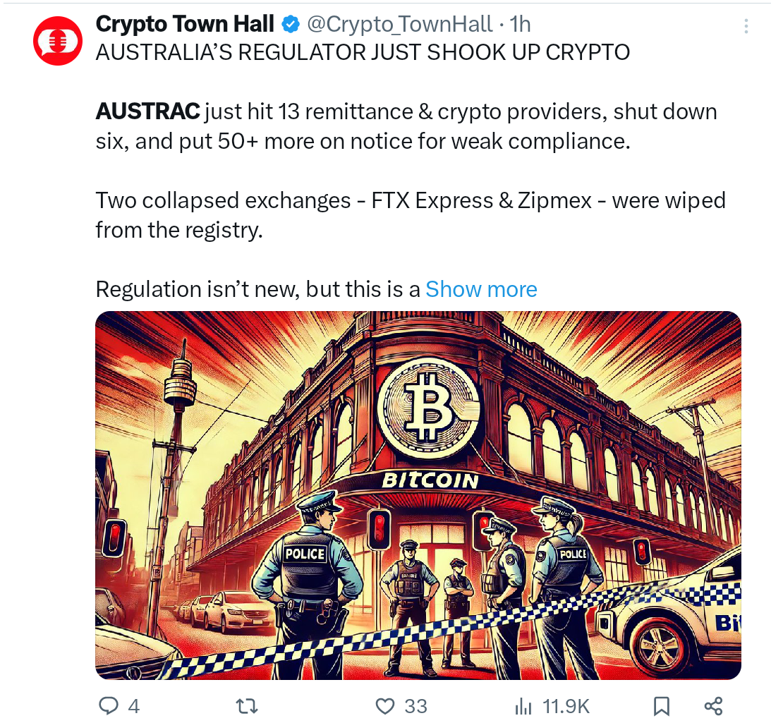 Australia Cracks Down on Crypto Exchanges and Money Transfer Services