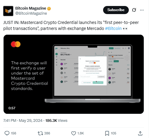 Mastercard Crypto Credential Pilot. Source: Bitcoin Magazine