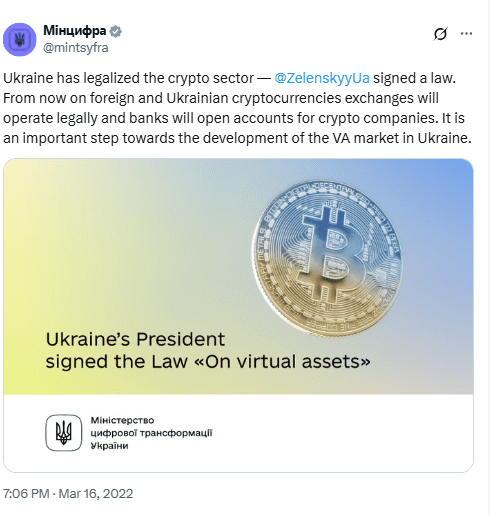 Zelenskyy Signs Crypto Law in Ukraine. Source: Ministry of Digital Transformation