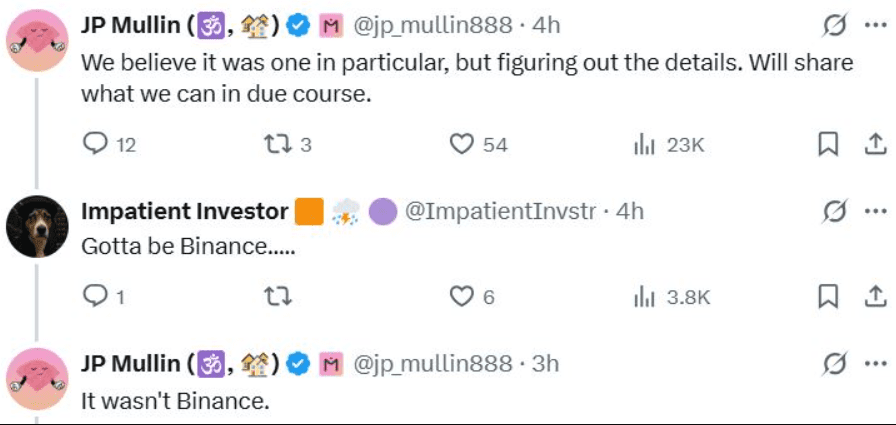 Mullin Denies Binance Role in OM Crash. Source: JP Mullin on X
