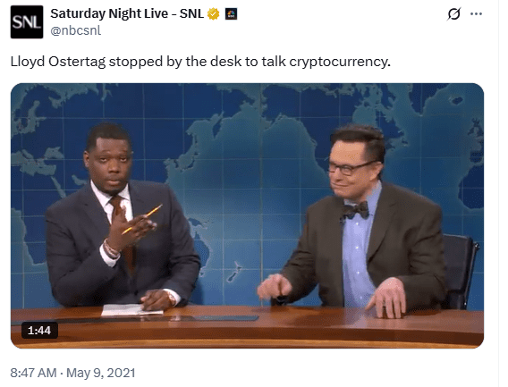 Elon Musk’s D.O.G.E. Transfer Triggers 40% Crash in Dogecoin Millionaires 2 Musk Calls Dogecoin a Hustle. Source: SNL on X
