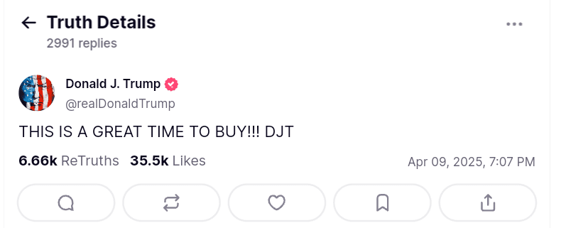 Trump posted a “Buy” Message