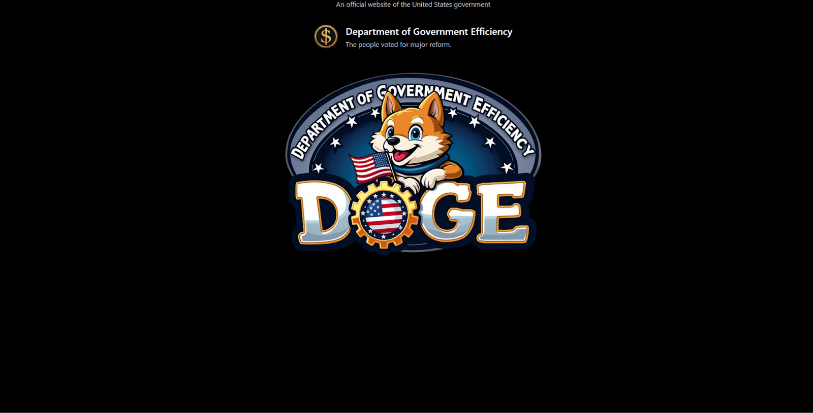 Elon Musk’s D.O.G.E. Transfer Triggers 40% Crash in Dogecoin Millionaires 3 DOGE Agency Logo on U.S. Government Site. Source: Department of Government Efficiency