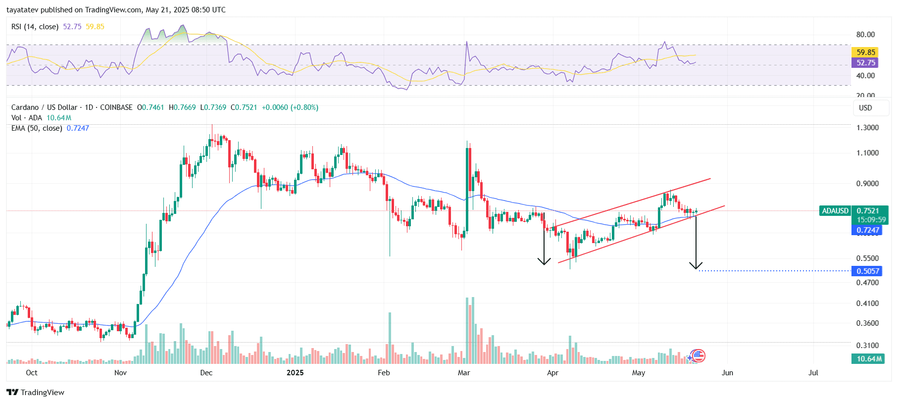Cardano Bearish Flag PatternSource: TradingView