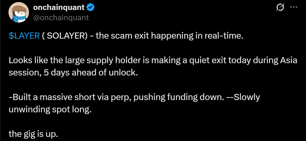 Solayer LAYER price analysis Scam