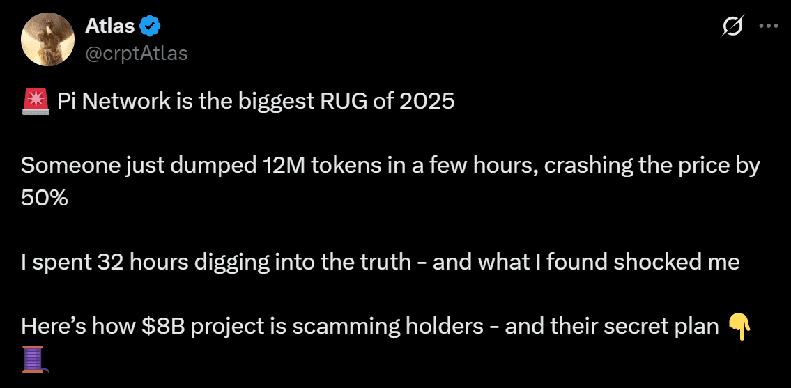 Pi Community Collapse Deepens As Rug Pull Allegations Proceed To Linger 1 Pi network rug pull price analysis