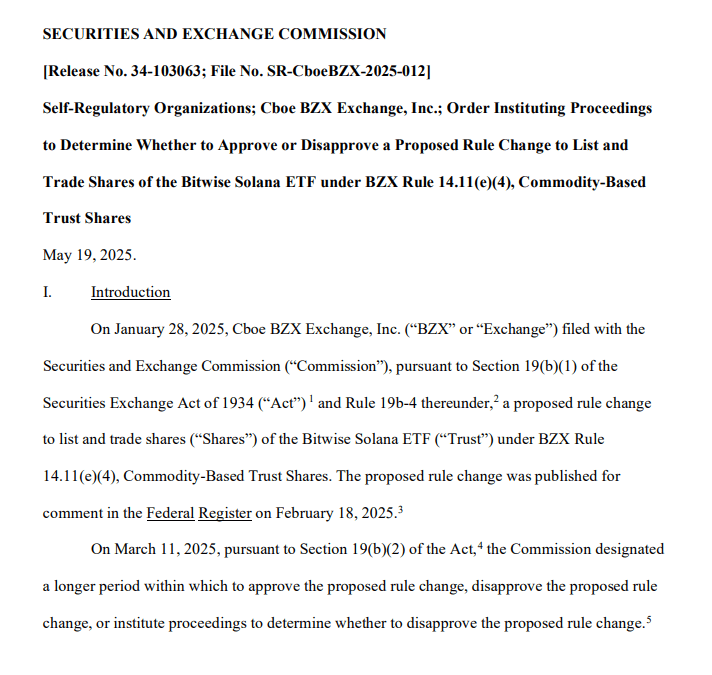 Solana (SOL) Targets $220 as SEC Delays ETF and Alpenglow Improve Begins 2 Bitwise Solana ETF Delay Document. Source: U.S. Securities and Exchange Commission