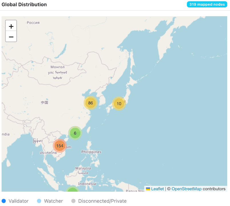 Pi Network Node Distribution Map, Vietnam Leads with 154 Nodes. Source: PiScan