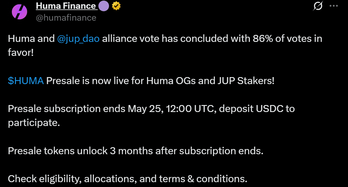 Jupiter Dao Binance Launchpool Huma Finance
