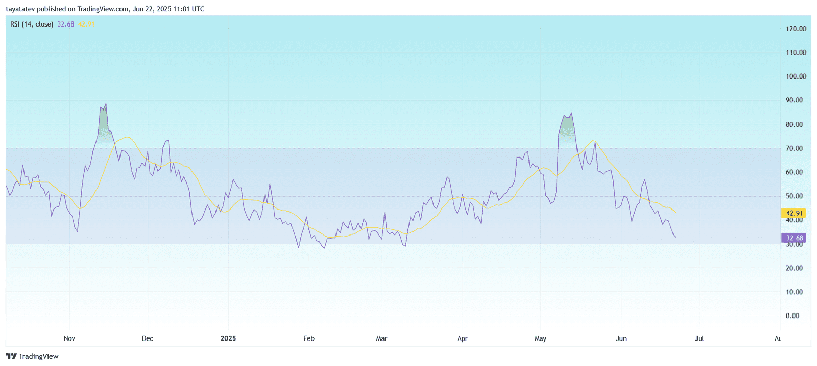 PEPE RSI Approaches Oversold LevelsSource: TradingView