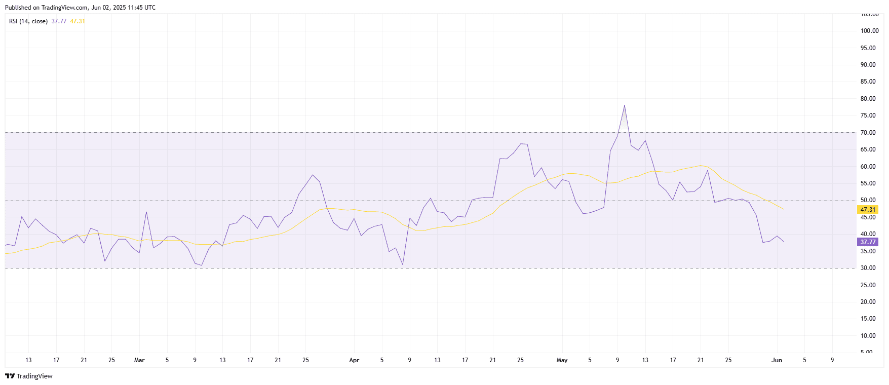 SHIB/USDT RSI IndicatorSource: TradingView.com