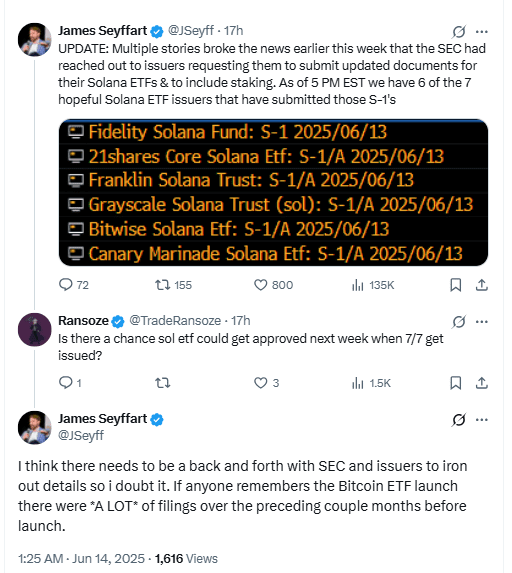 Solana ETF S-1 Filings With Staking. Source: James Seyffart