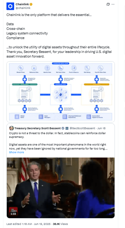 Chainlink Digital Asset Lifecycle. Source: Chainlink on X